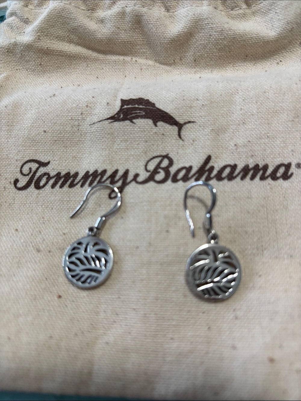 Tommy Bahama Silver Palm Cutout Dangle Earrings